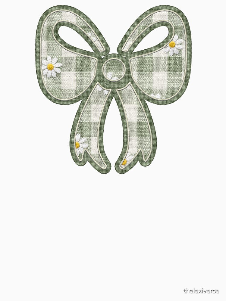 Sage Green Checkered Bow Patch - Coquette Gingham Applique by thelexiverse