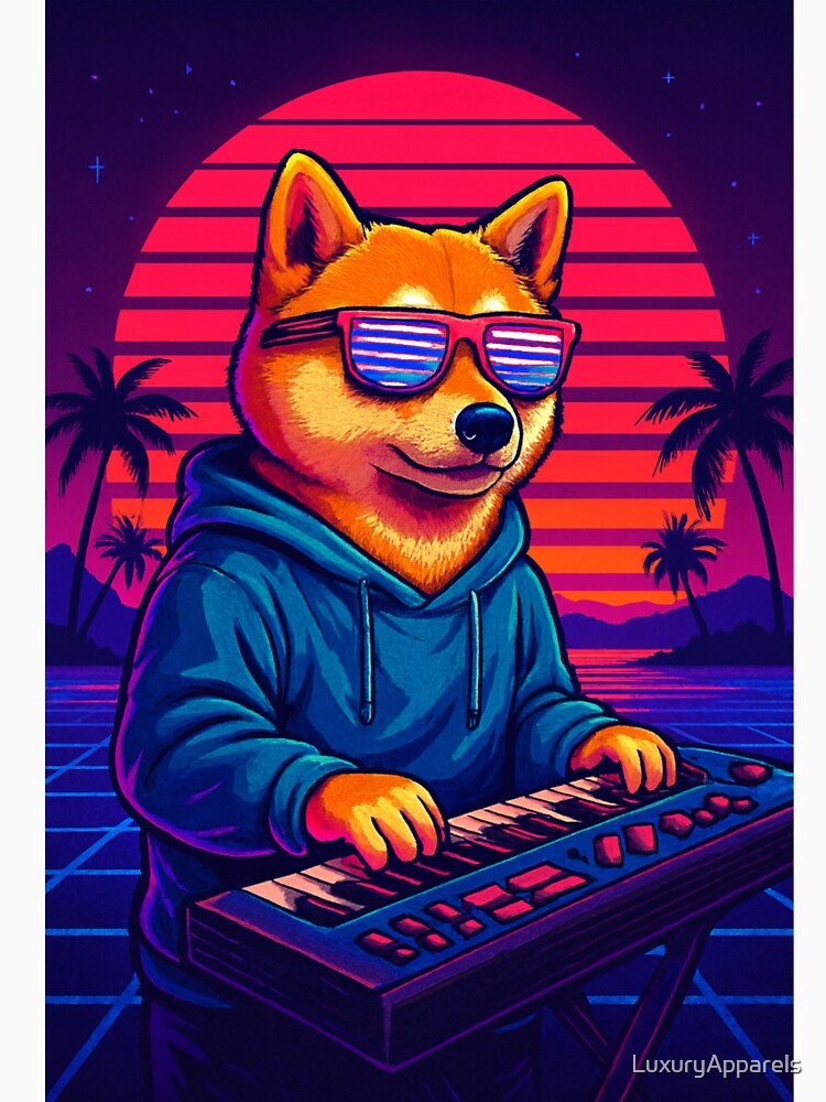 Pixel Synth Pup: Vaporwave Sunset Vibes by LuxuryApparels