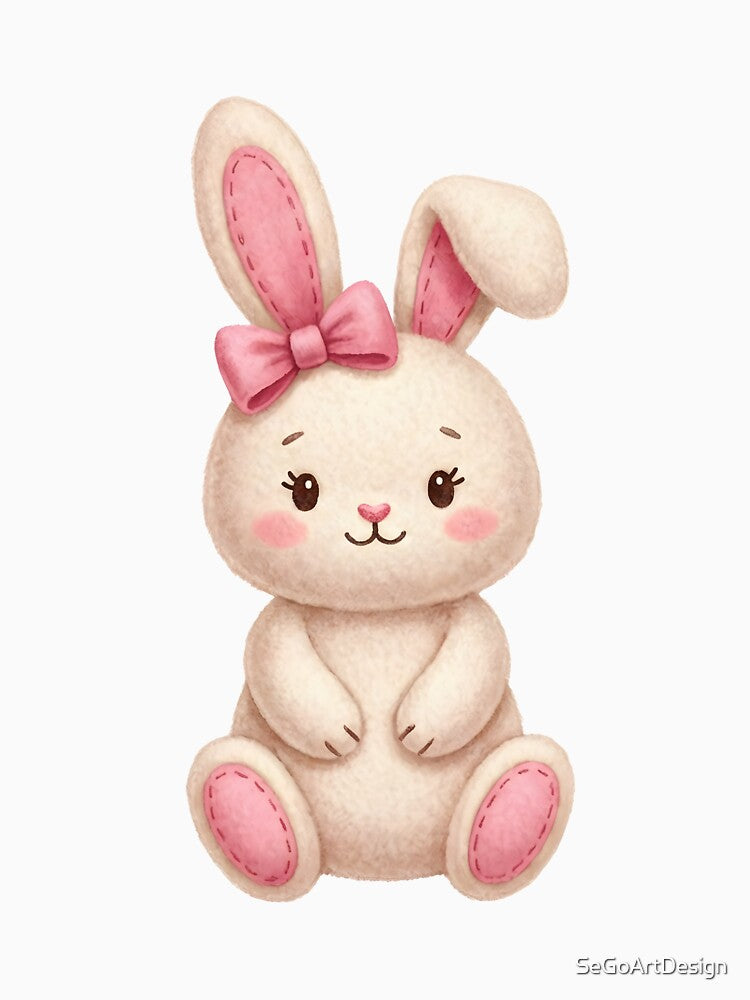 Coquette Aesthetic White Bunny with Ribbon, Soft Girl Style by SeGoArtDesign