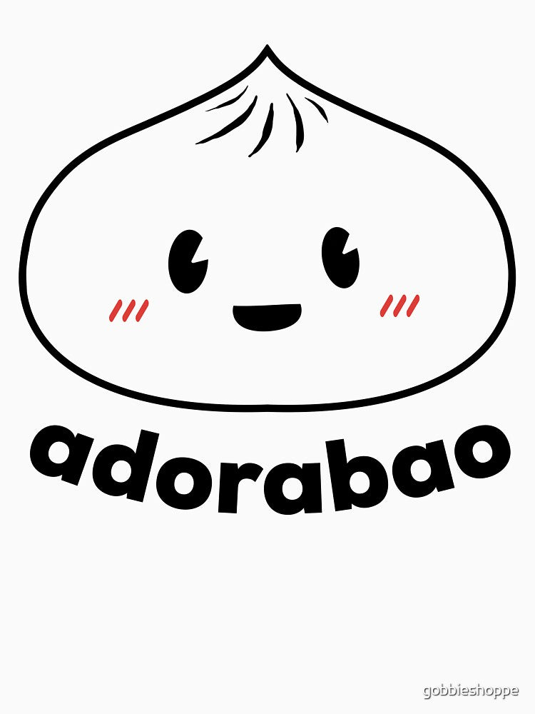 Adorabao Adorable Chinese Bao Bun Black Text by gobbieshoppe