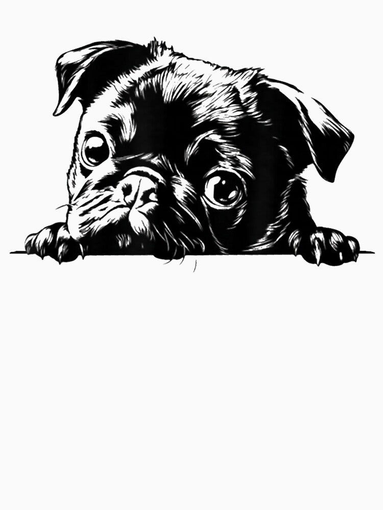 Cute Funny Retro Vintage Logo Happy Black Pug Dog Lover by CabreraLama