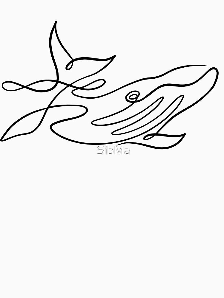Whale one line in black by SibMa