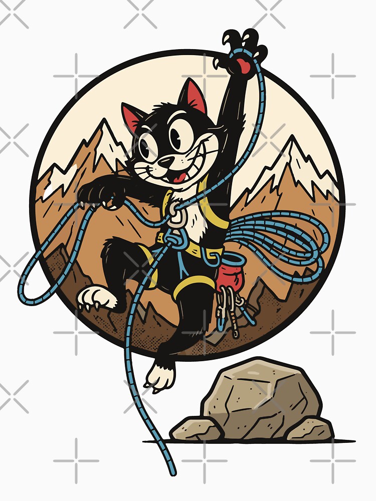 Funny Cat Rock Climbing Adventure Design by LuminOrb