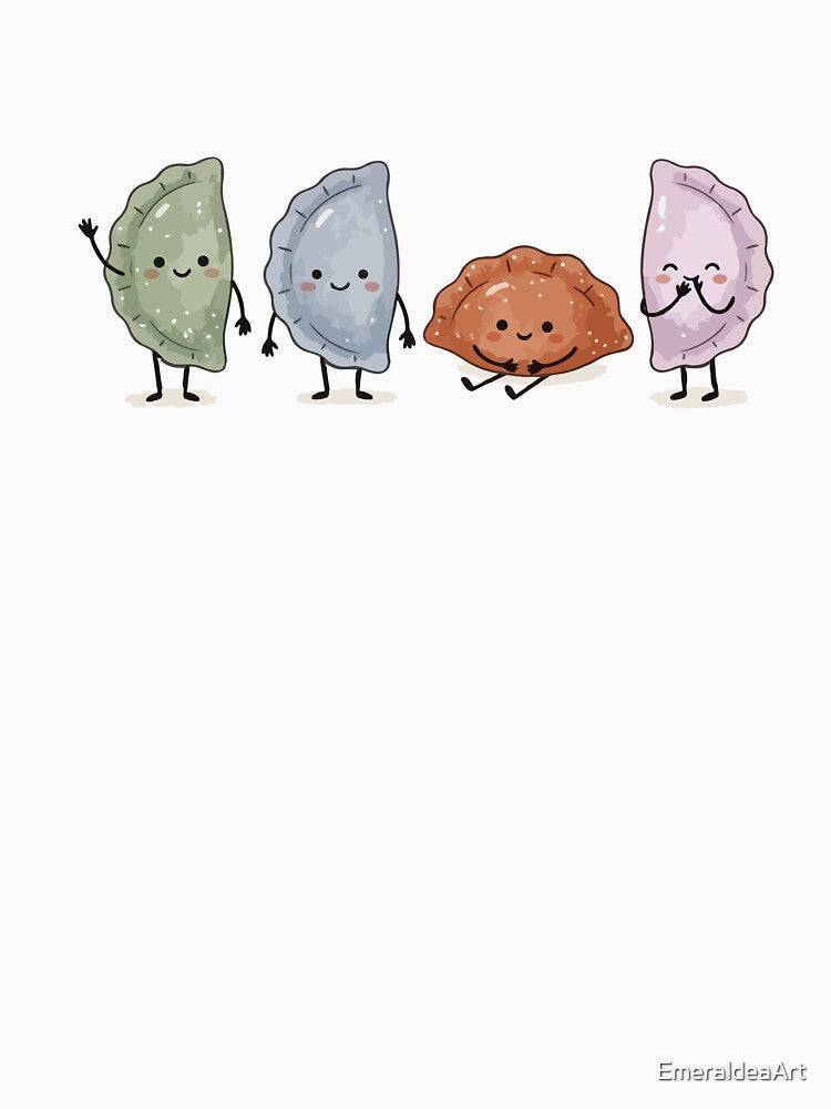 Four Kawaii Dim Sum Characters – Playful Food Illustration by EmeraldeaArt