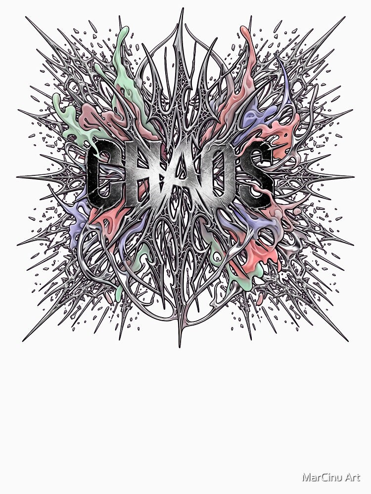 Liquid Chrome Chaos Grunge Typography by MarCinu Art
