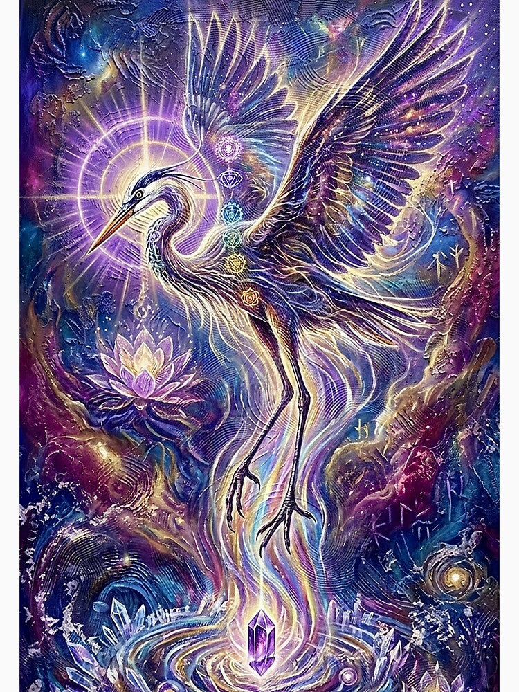Surreal Cosmic Heron Chakra Energy / Cosmic Heron Surreal Chakra Energy by SedresArt