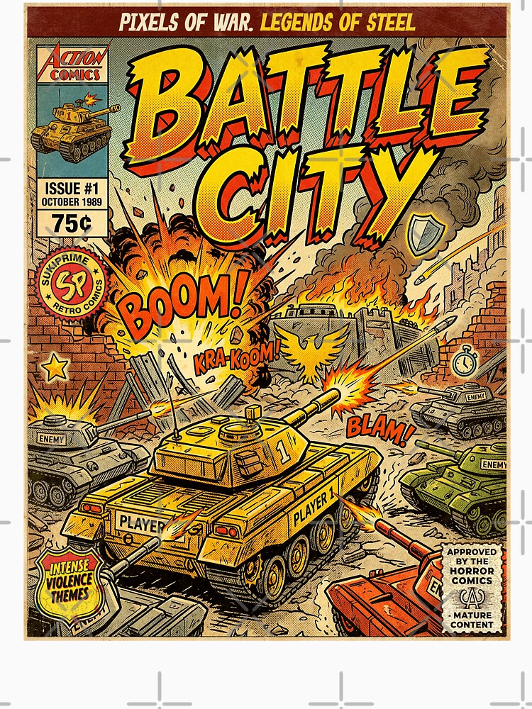 Battle City Arcade Game Retro Vintage Comic Cover Art by Back2Collage