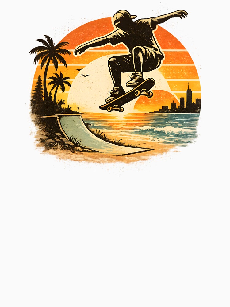 Retro skateboarder at sunset – 70s vintage design by Sunset Syndicate