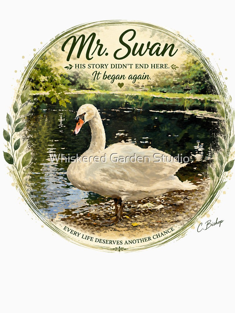 Mr. Swan | Every Life Deserves Another Chance | Wildlife Rescue Art by Whiskered Garden Studio