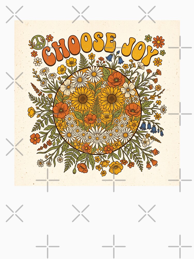 Choose Joy Shirt – Retro 70s Flower Smiley Face Groovy Positivity Tee by DmaarGroup