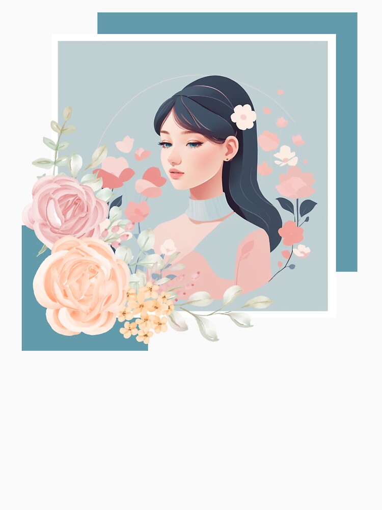 Beautiful woman with black hair, pastel tones by Piano-pn