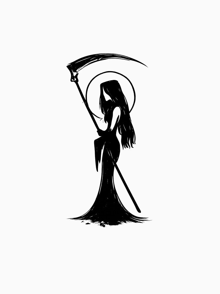 Feminine Grim Reaper Gothic Shirt – Dark Streetwear Death Goddess Art by hexaprint