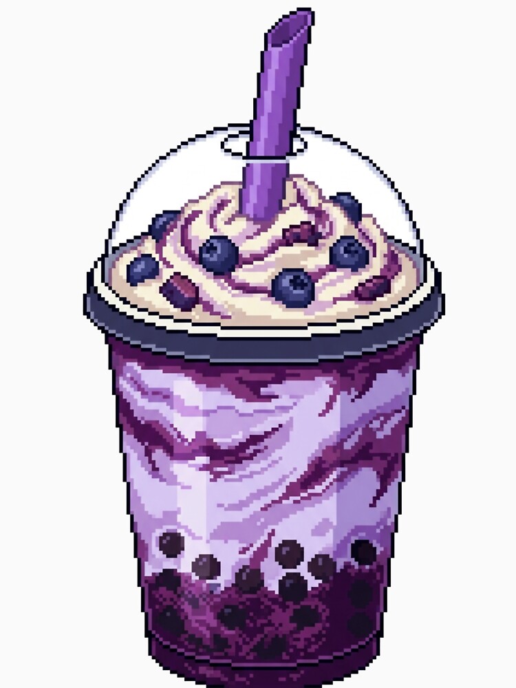 Pixel Art Blueberry Bubble Tea by CaseDiary