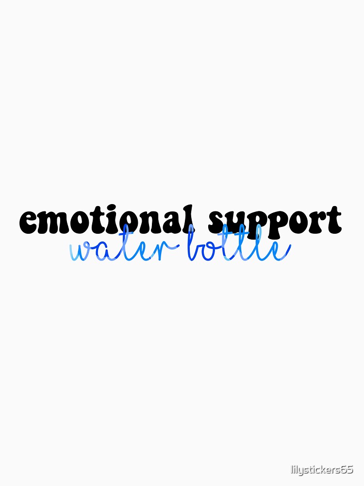 multicolor emotional support water bottle (blue cursive) by lilystickers65