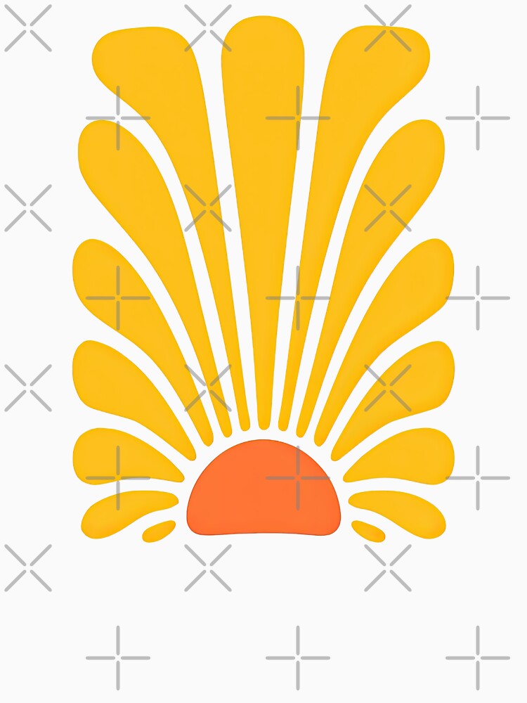 Retro Sunrise with Radiating Yellow Beams by ArtfulWeave