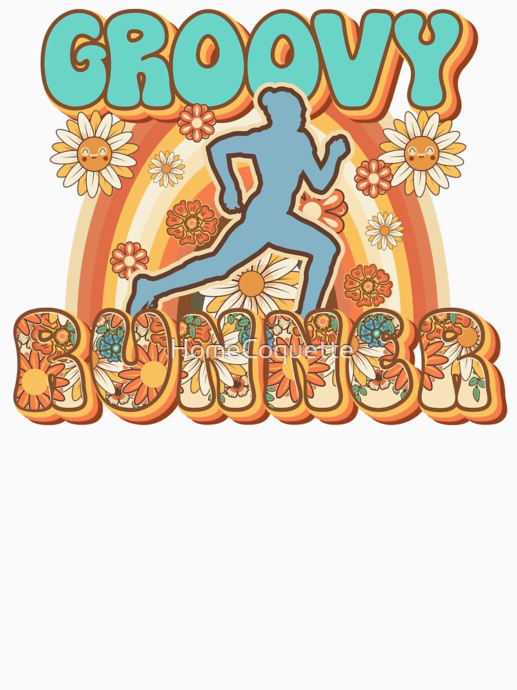 Groovy Runner retro quote  gift for running Vintage floral pattern by HomeCoquette