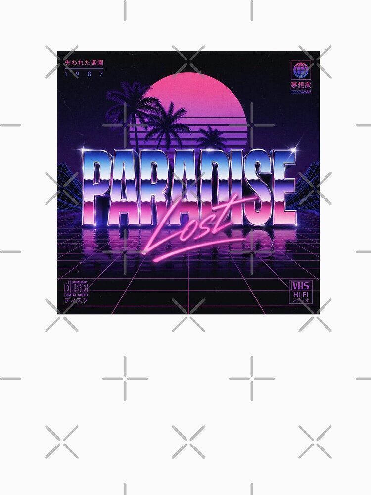 Vaporwave Paradise Lost Neon Retro Aesthetic 80s Synthwave Sunset Chrome Text Design by Sanika arts