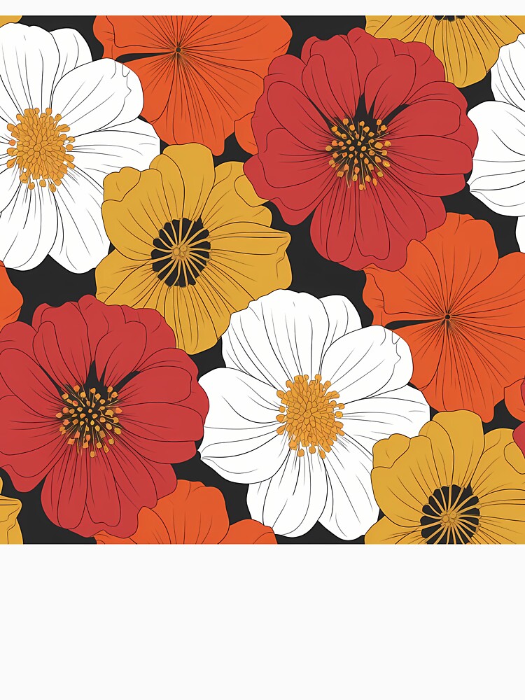 Floral pattern - orange, yellow, red and white flowers by Fantasy Cache