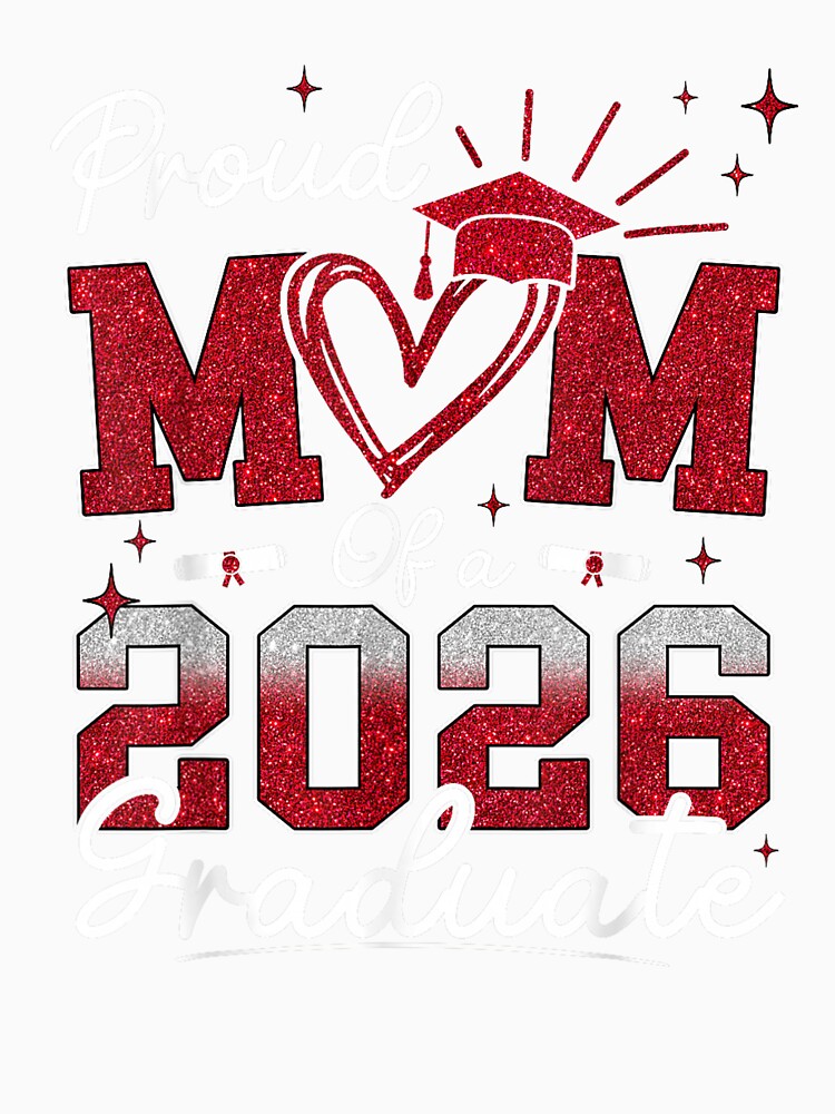 Proud Mom of A 2026 Graduate Senior Graduation Retro Design by kiralynstration