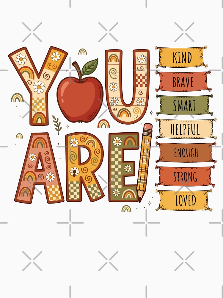 Elementary Boho Rainbow You Are Enough Motivational by SaltCreatives