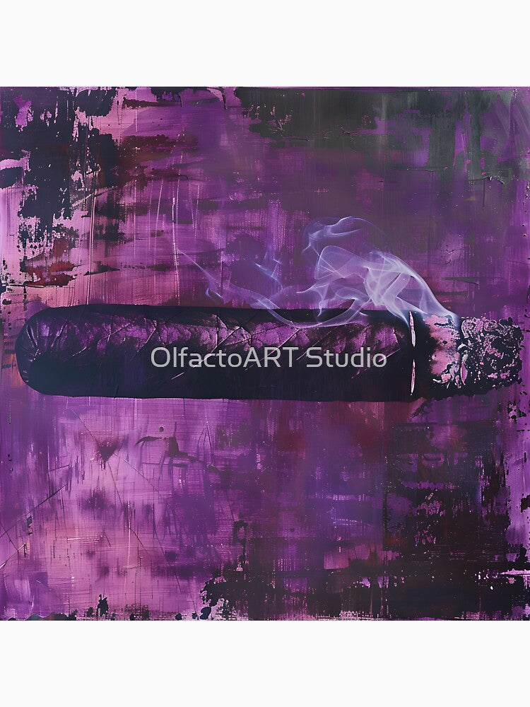 Purple Haze Mysterious Allure- Large Cigar with Smoky Abstract Background AI Generated by OlfactoART Studio