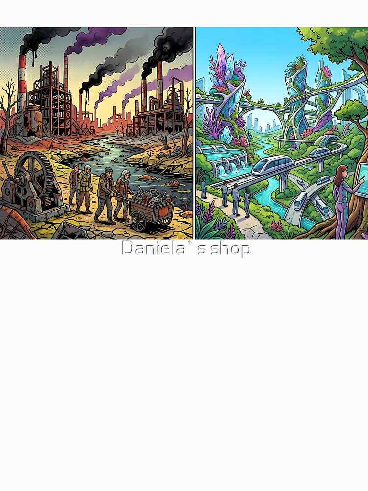 Two Futures: Industrial Dystopia vs Green Utopia Art by Daniela`s shop