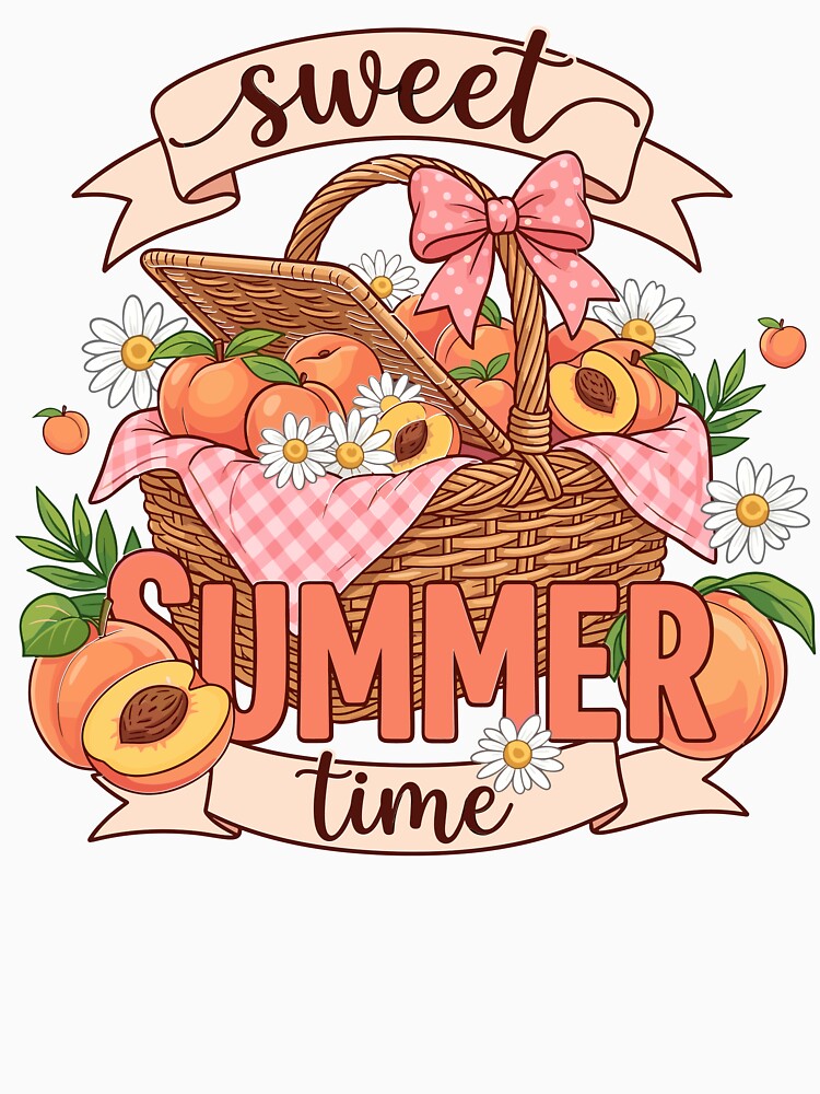 Cute Peach Picnic Basket Summer Time Kids Girls by KroghDs