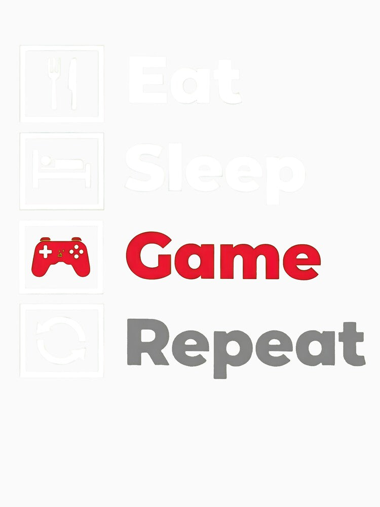 Gaming T-Shirt – Eat Sleep Game Repeat Organic Cotton Unisex Gamer Tee by OlyvieArt
