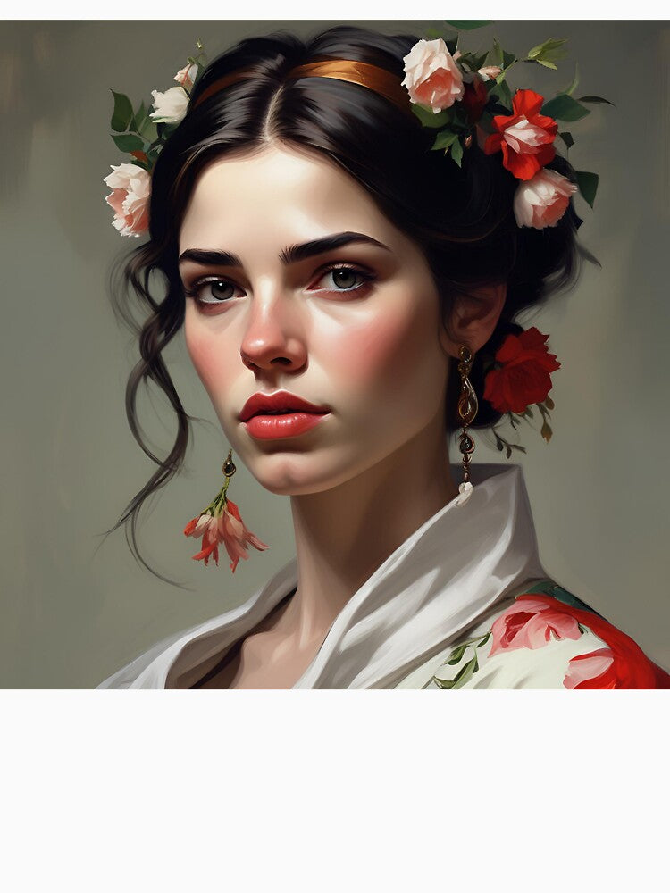 Woman with flowers wall art print by MK26Designs