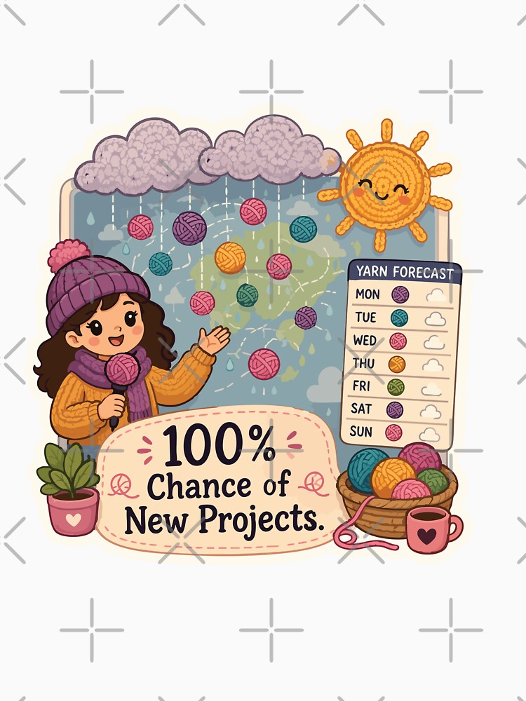 100% Chance of New Projects Funny Knitting Weather by SimplePoDesign