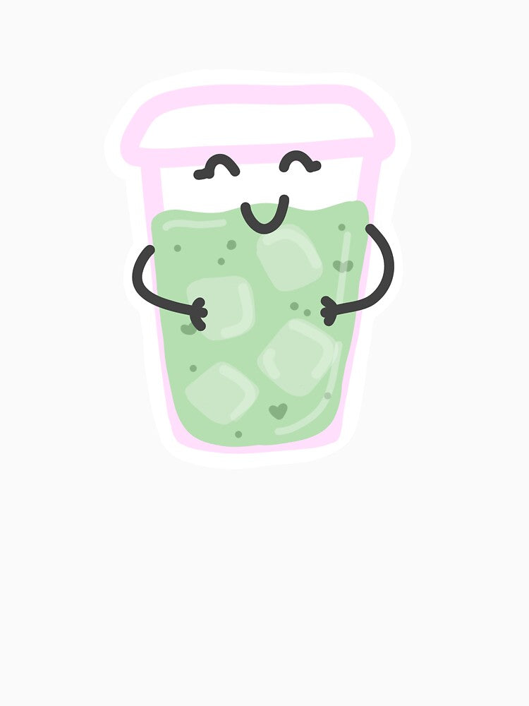 Cute Kawaii Matcha Iced Drink Sticker by Vimi Doodles