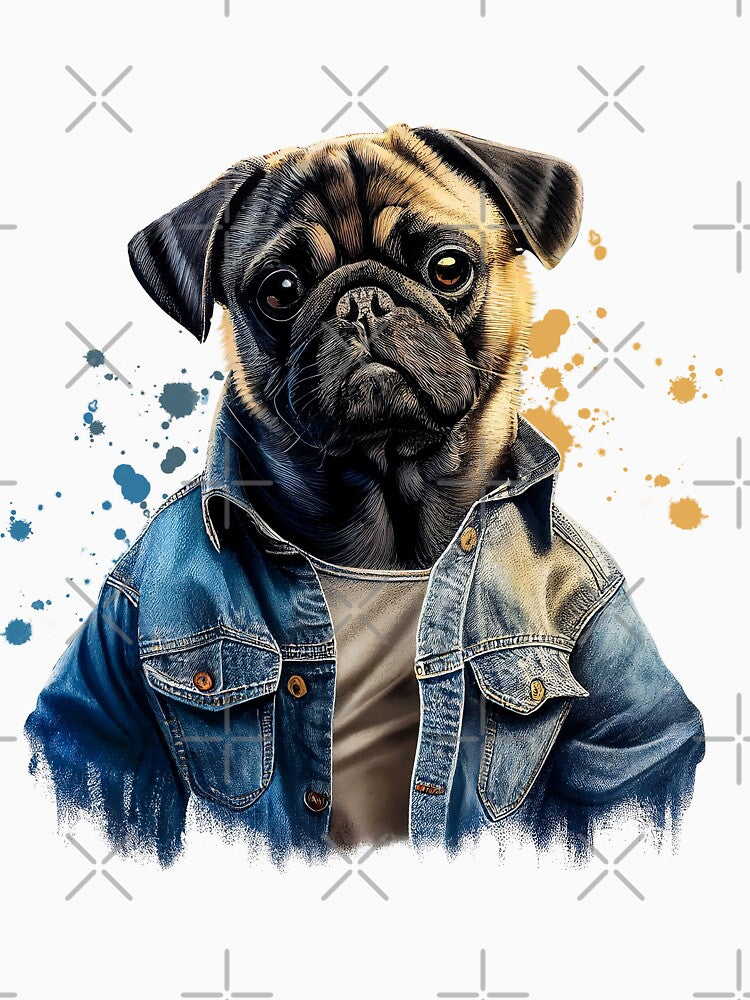 Watercolor Pug Dog Dog Clipart, Urban Art by RomanDigitalArt
