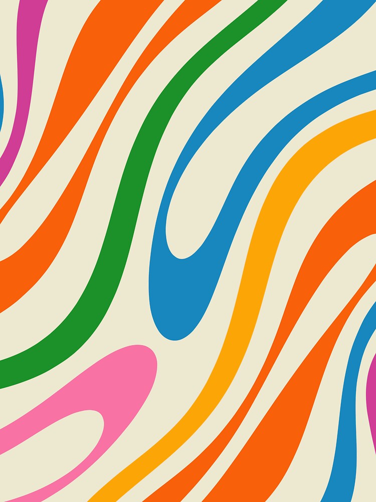 Colorful Abstract Wavy Loops Whimsical Retro Modern Pattern by kierkegaard