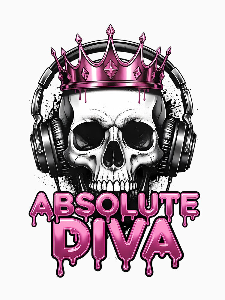 Edgy Grunge Skull Absolute Diva Y2K Tiara Graphic by DripCultureLab