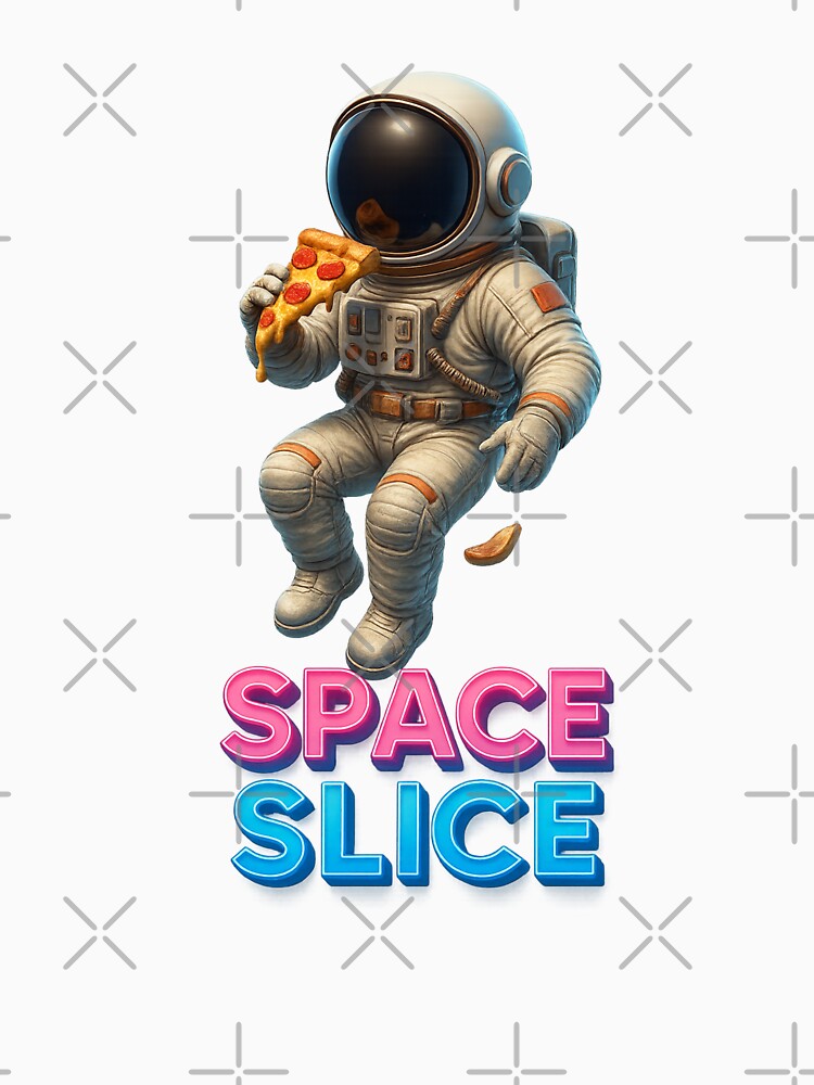 Space Slice – 3D Astronaut Eating Pizza Design by Tadeusz1