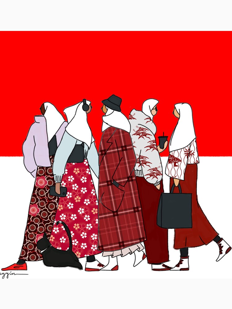 Indonesian Women Street Fashion Style Digital Illustration by Moyarts