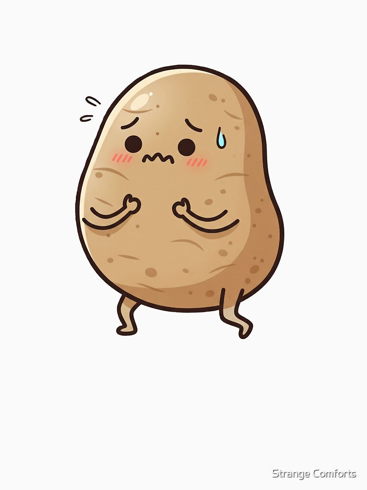 Worried Potato – Funny Anxiety Mascot Art Dark Grey by Strange Comforts