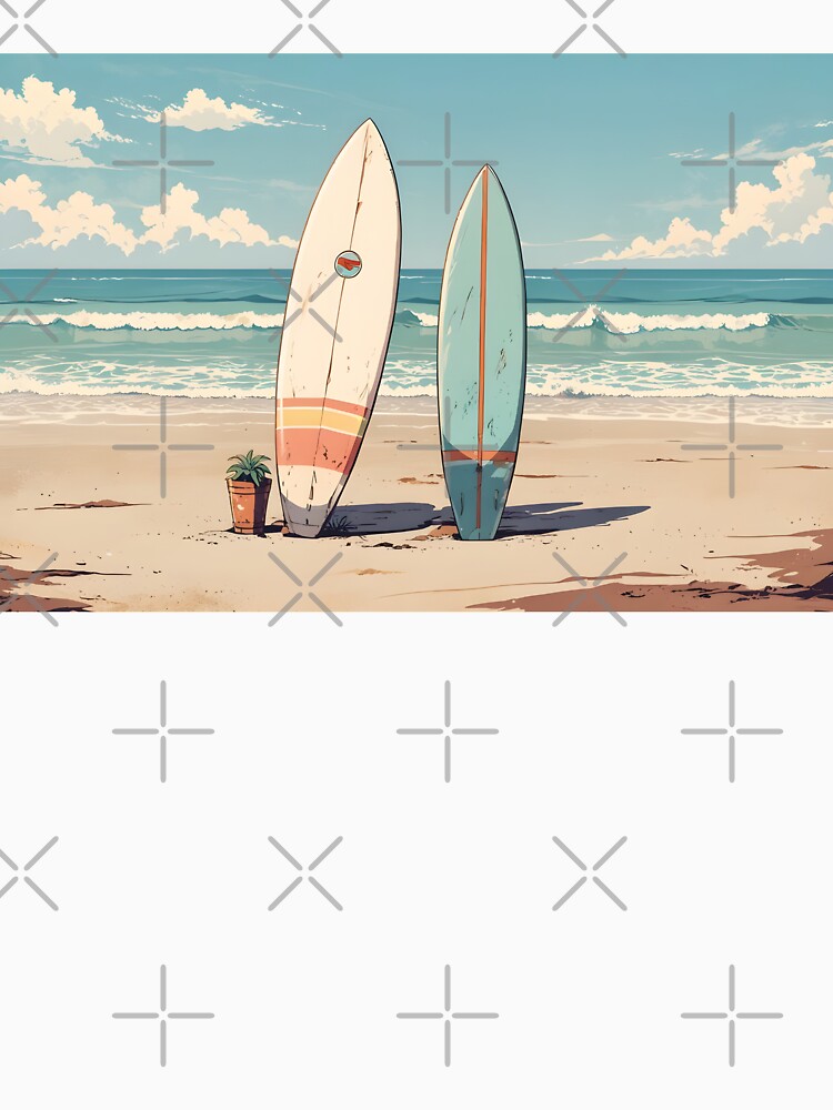 Retro 70s Surfboard on the Beach – Pastel Vintage Vibes by johndesignwaves
