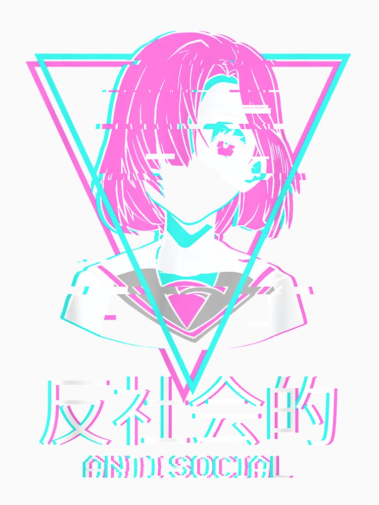 Antisocial Vaporwave Anime Girl Japanese Aesthetic by RyanWillsonn
