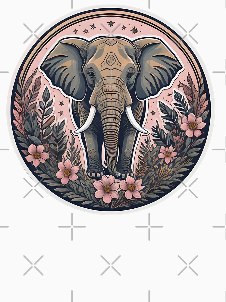 African bush elephant surrounded by pink flowers by WildStudiio