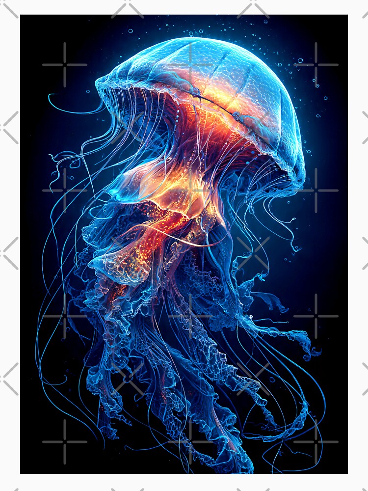 Bioluminescent Jellyfish – Glowing Ocean Creature Neon Art by JackrabbitPub