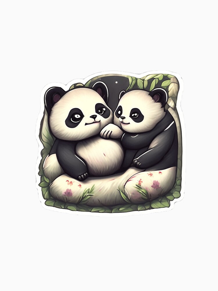 cute pandas loving each other sticker by Tape2Sticker