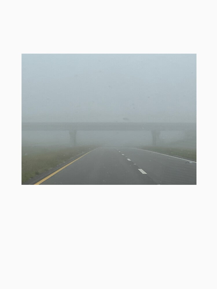 liminal foggy morning highway bridge by meuliasshop