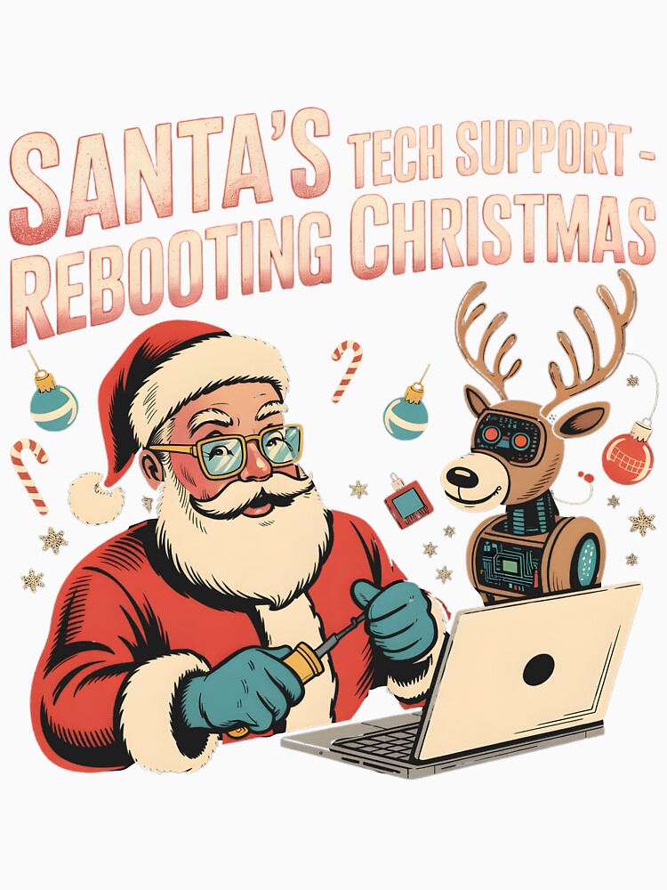 Santa's Tech Support | Funny Christmas IT Helpdesk Humor Holiday Geek Graphic for Techies & Programmersse Life Healthcare Hero Registered Nurse RN LPN Medical Professional Appreciation Gift by demiano-shirt