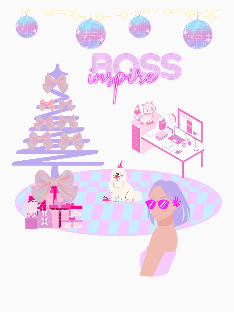 inspire BOSS purple hair lady Christmas wear Sweatshirt by joyfulartful