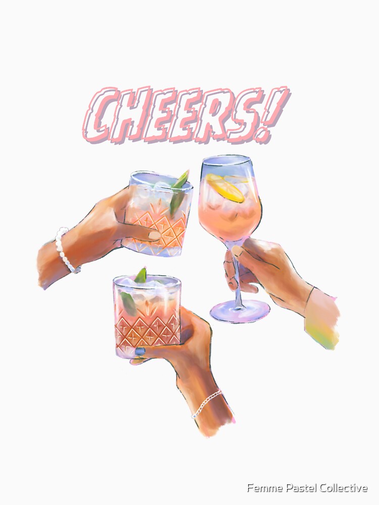 Cheers Cute Y2K Girly Cocktail Print by Femme Pastel Collective