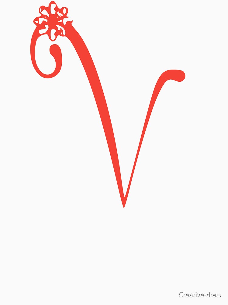 Floral Initial monogram V by Creative-draw