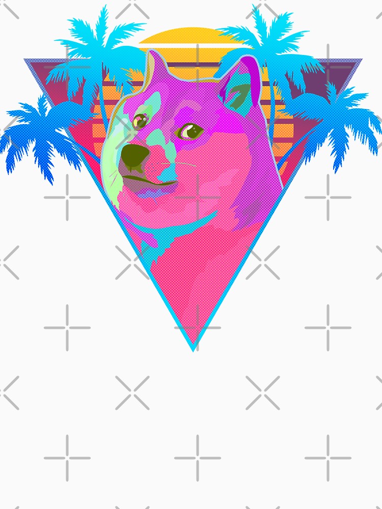 Retro 80s Vaporwave Shiba Inu Cheems Dog Meme design by D-C-Designs
