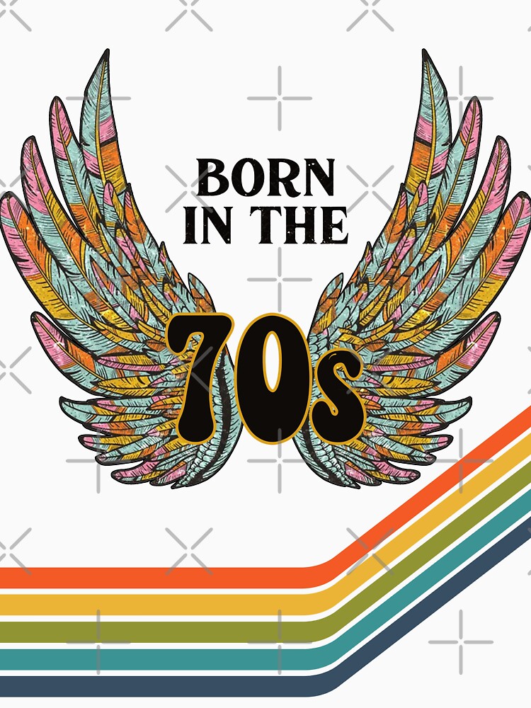 Born in the 70s geometric abstract pattern retro stripes with wings by MagicStrawberry
