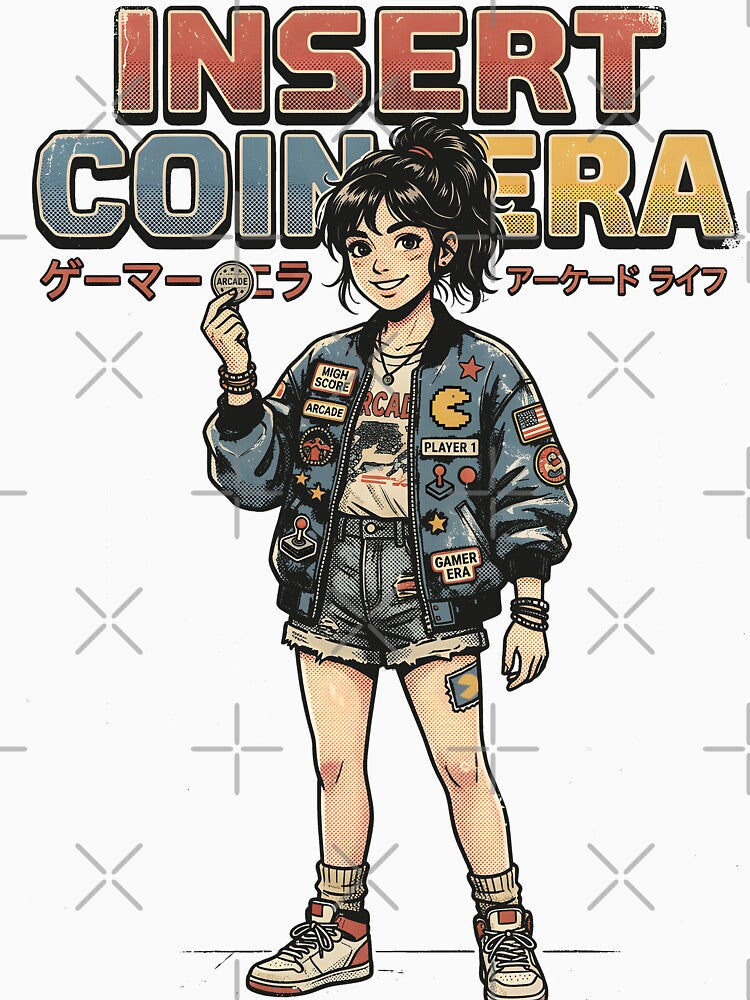 Insert Coin Era – Retro Vintage Arcade Gamer Girl Streetwear by Dhenin Studio